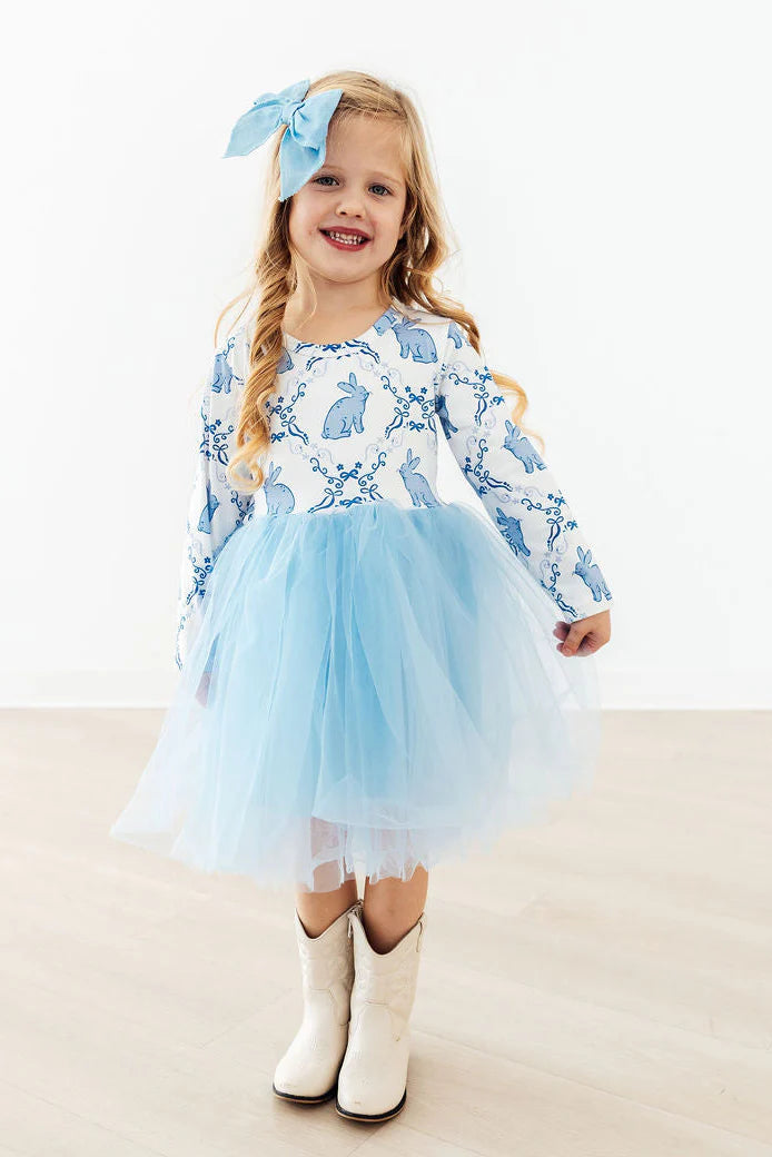Mila & Rose Girl's Blue Bunnies Tutu Dress