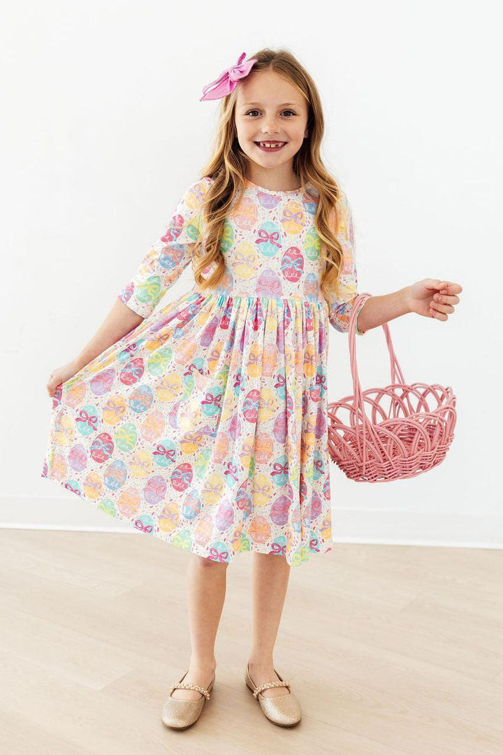 Mila & Rose Girl's Egg-stra Cute Pocket Twirl Dress