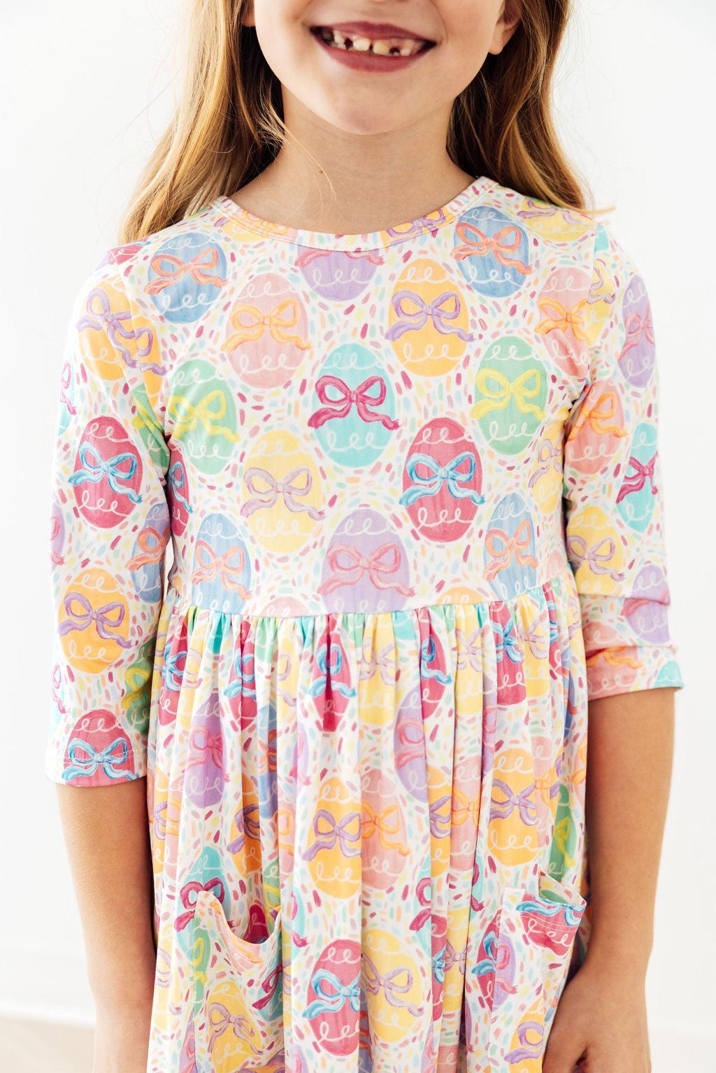 Mila & Rose Girl's Egg-stra Cute Pocket Twirl Dress