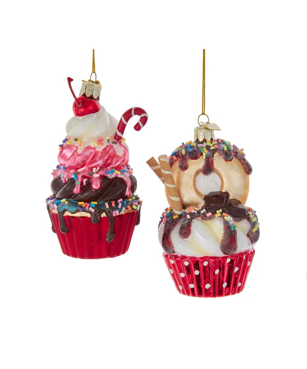 Noble Gems™ Glass Ice Cream Cupcake Ornament - Assorted