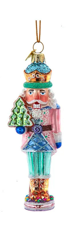 Kurt Adler Noble Gems Glass Nutcracker With Cookie & Lollipop Ornaments