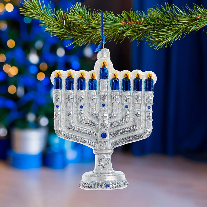 Kurt Adler Noble Gems™ Glass New Hanukkah Menorah Ornament