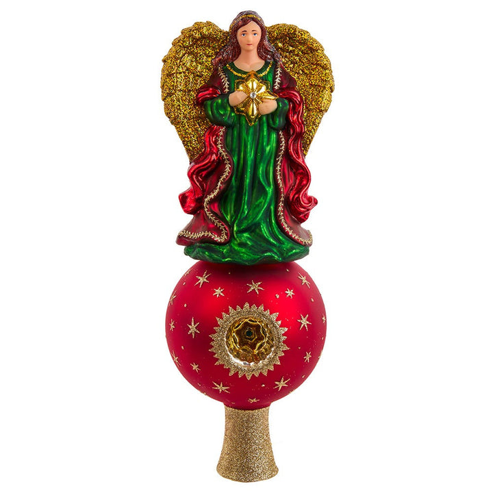 Kurt Adler Un-Lit Noble Gems™ Glass Finial Angel Treetop with Reflector