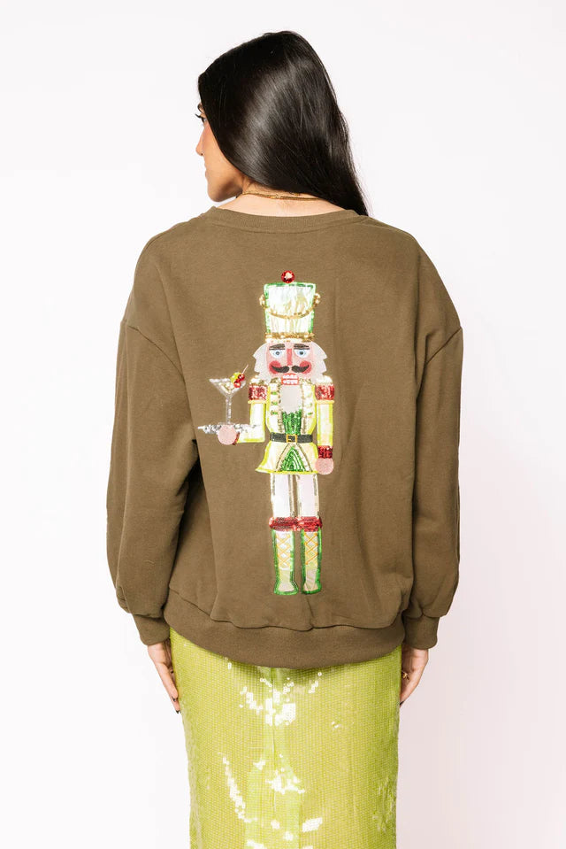 Queen of Sparkles Olive Nutcracker Martini Sweatshirt