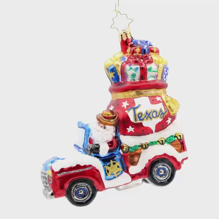 Christopher Radko Lone Star Santa Cruiser Ornament