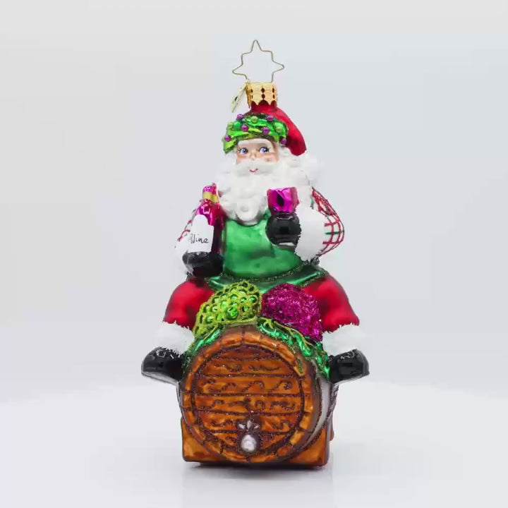 Christopher Radko I Believe In Wine Santa Ornament