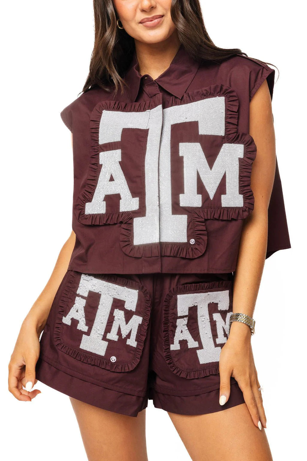 Queen of Sparkles Licensed Texas A&M Ruffle Mascot Patch Tank