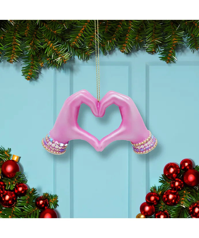 Kurt Adler Pink Heart Hands Ornament