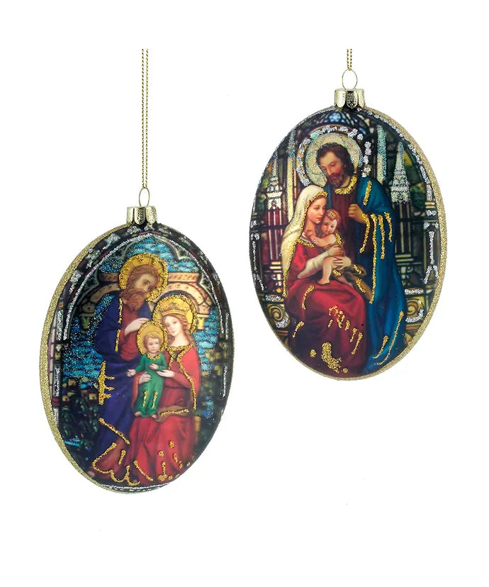 Kurt Adler Holy Family Oval Glass Ornament