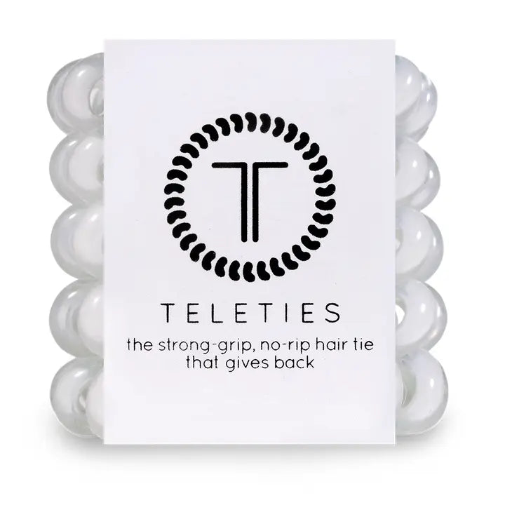 TELETIES Spiral Hair Coils | Coconut White Hair Ties