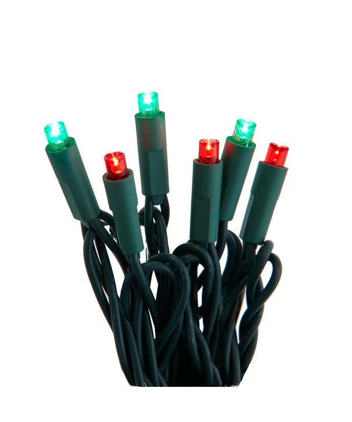 Kurt Adler 24.5' UL 50L Red & Green 5MM LED Green Wire Light Set