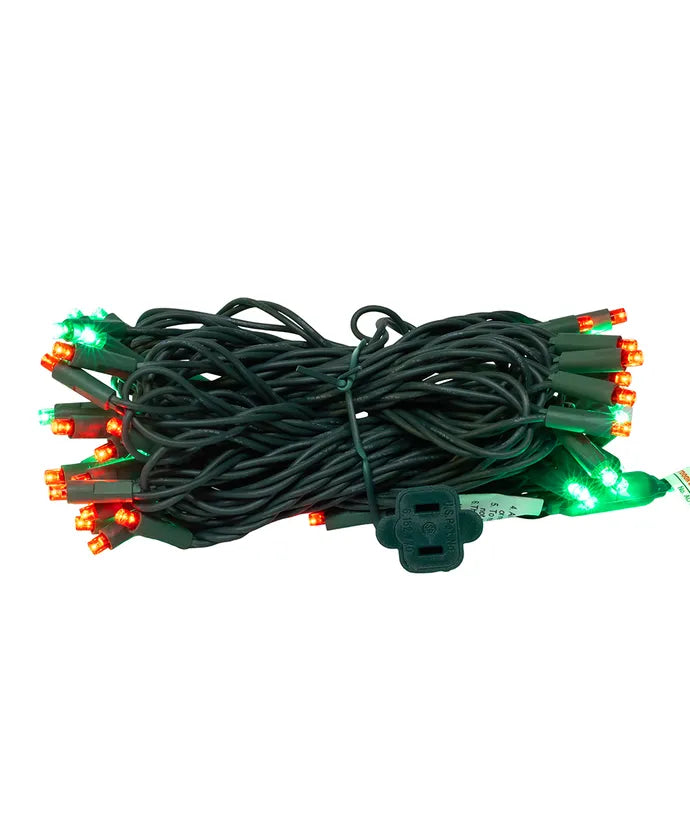 Kurt Adler 24.5' UL 50L Red & Green 5MM LED Green Wire Light Set
