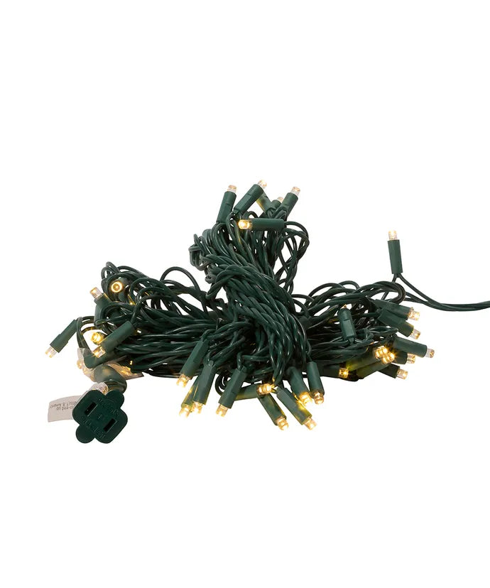 Kurt Adler 24.5' UL 50L Warm White 5MM LED Green Wire Light Set