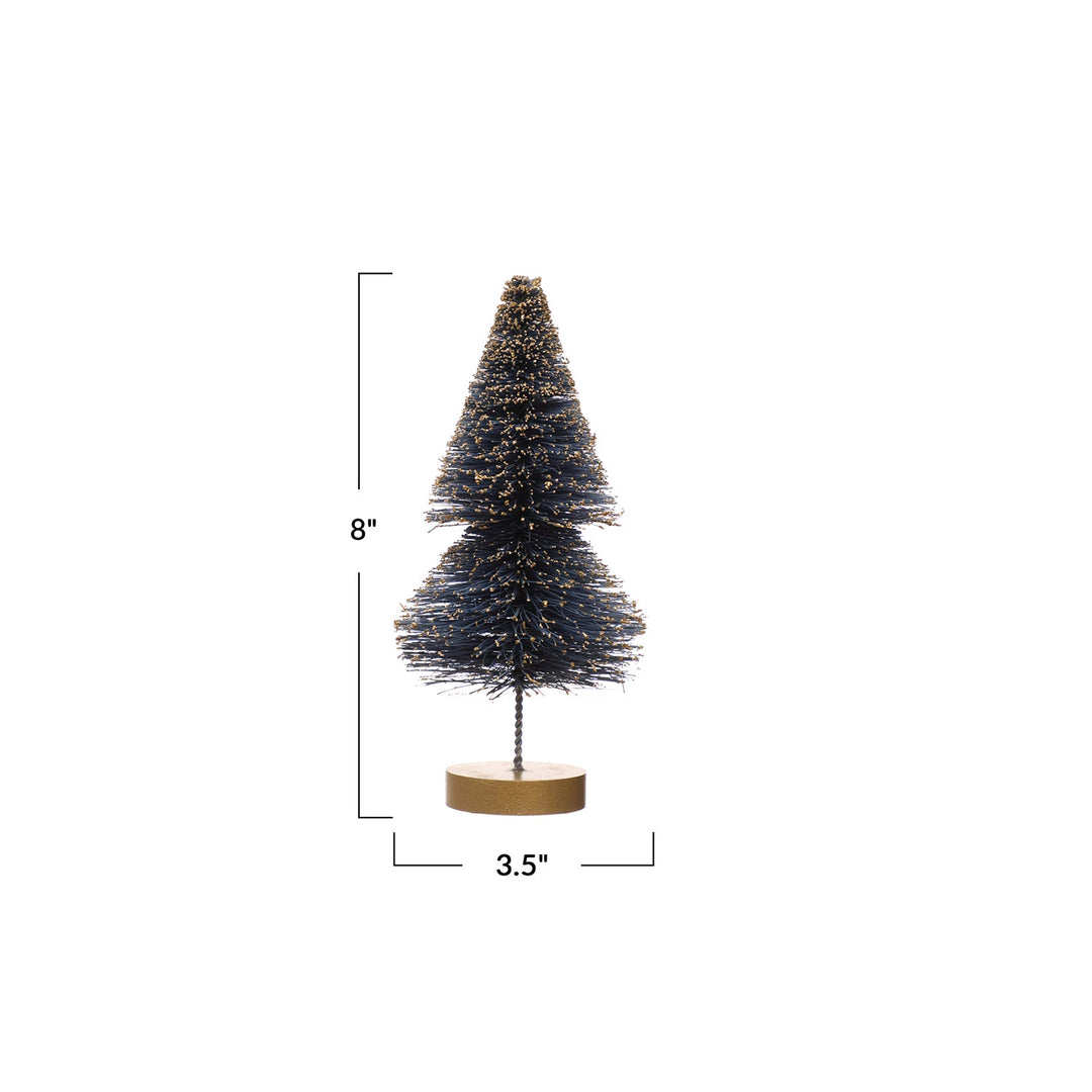 Sisal Bottle Brush Tree with Gold Glitter