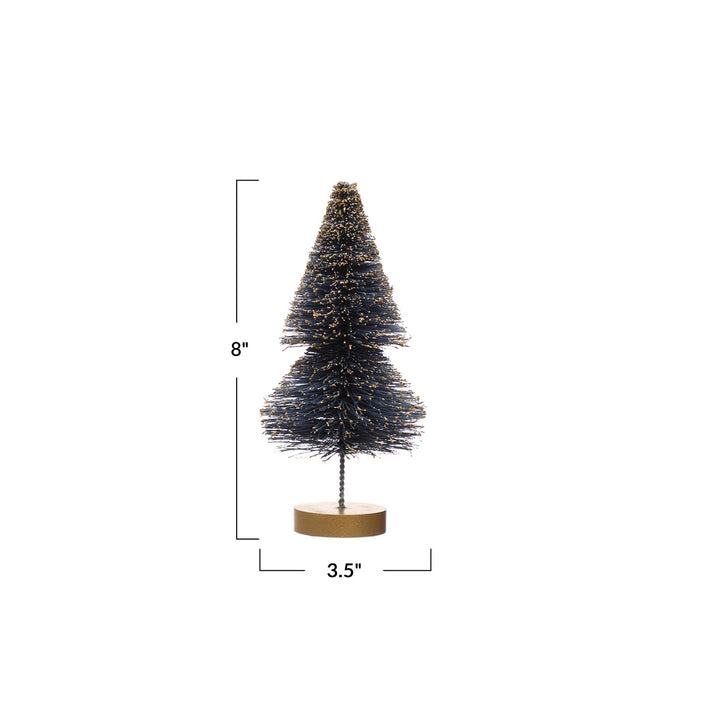 Sisal Bottle Brush Tree with Gold Glitter