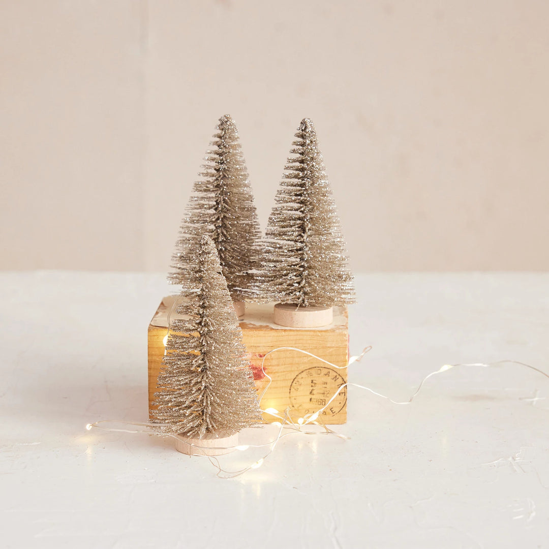Plastic Bottle Brush Tree with Glitter