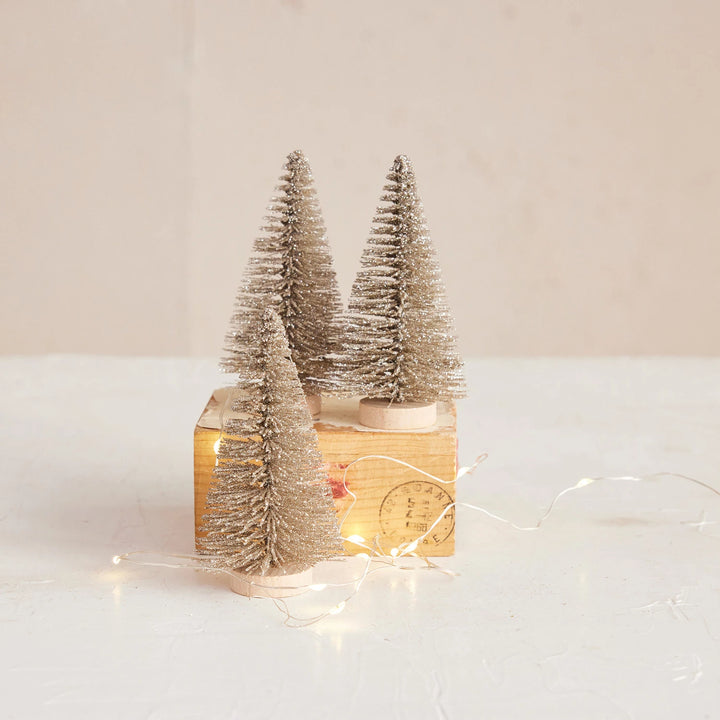 Plastic Bottle Brush Tree with Glitter