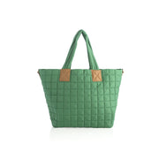 Ezra Quilted Nylon Tote - Green