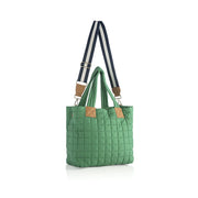 Ezra Quilted Nylon Tote - Green