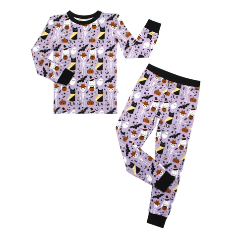 Spooky Cute Kids Pajama Set - Purple