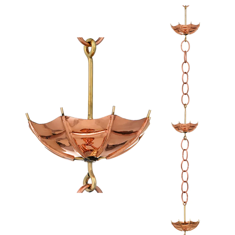 Polished Copper Umbrella Rain Chain