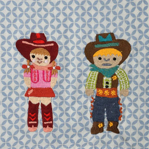 Cowgirl and Cowboy Tea Towel