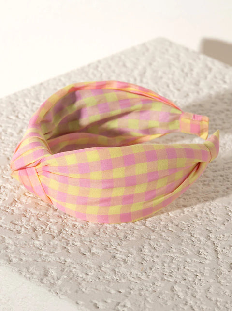 Knotted Headband - Pink Check