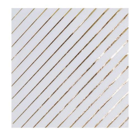 White and Gold Striped Cocktail Napkin