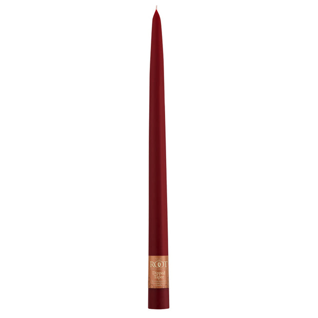 Root Candles - 12" Dipped Taper Candle - Garnet