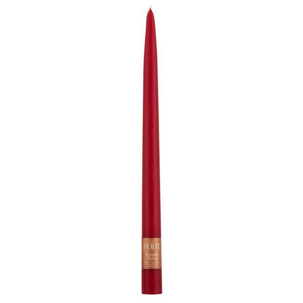 Root Candles - 12" Dipped Taper Candle - Red