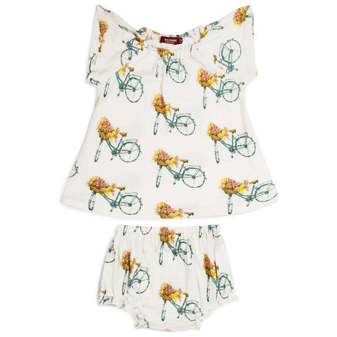 Milkbarn Floral Bicycle Dress & Bloomer Set