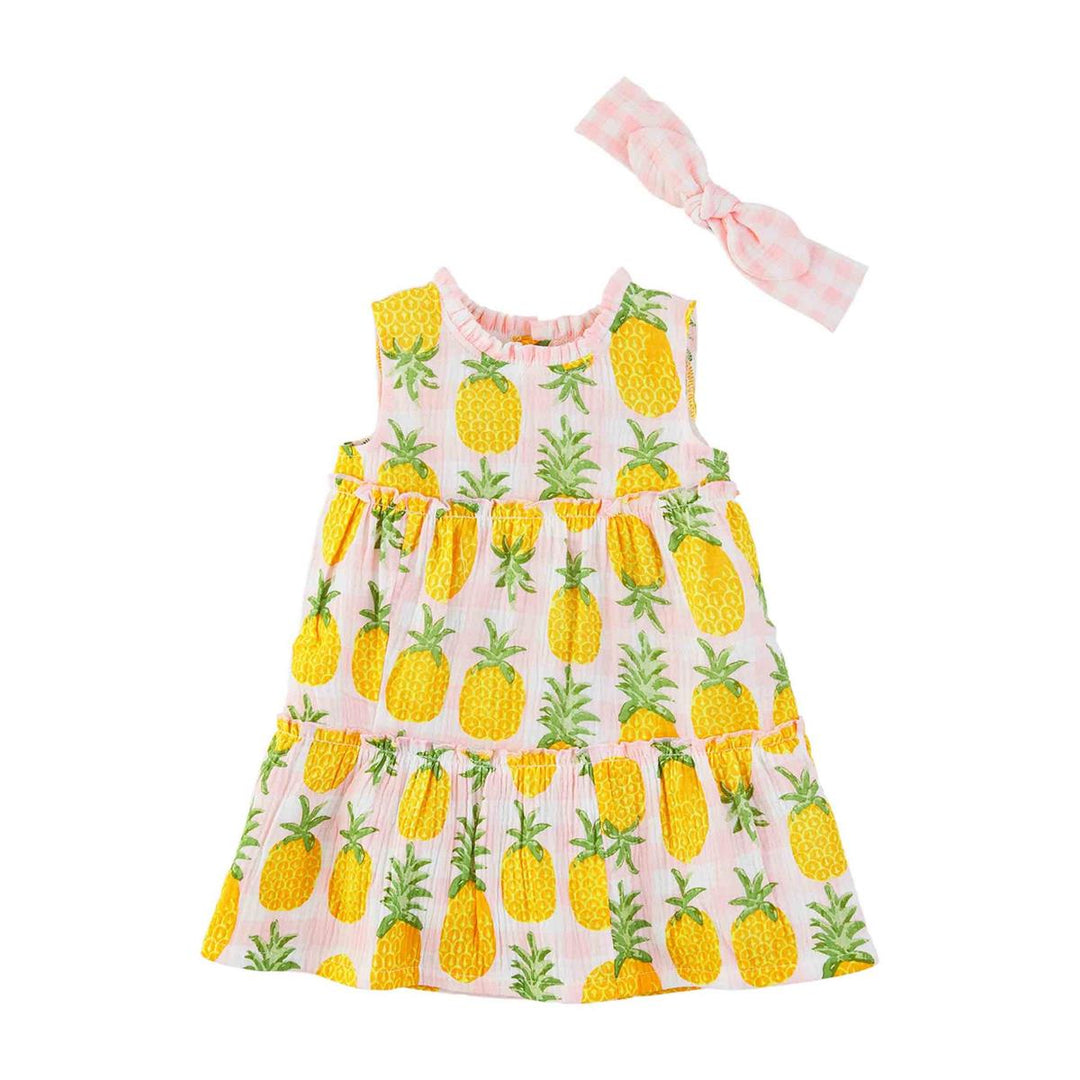 Girl's Pineapple Dress & Headband Set