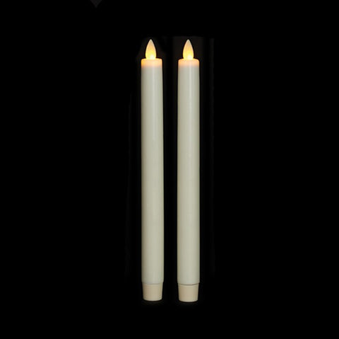 Taper Candles Set of 2- 10 in., Ivory Wax/Unscented, Moving Flame