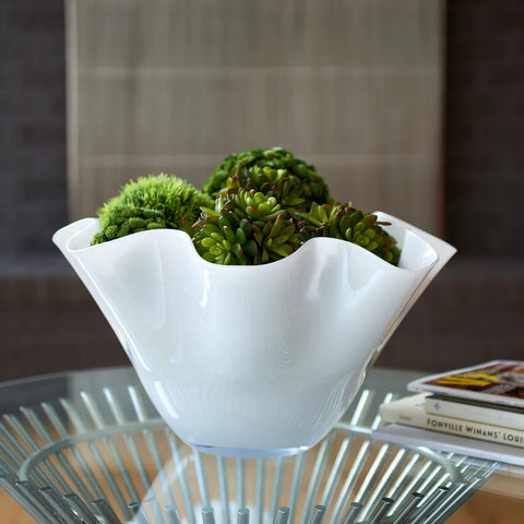 White Bowl with Wavy Top