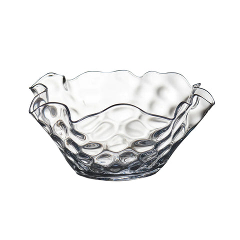 Dimpled Glass Bowl with Wavy Top