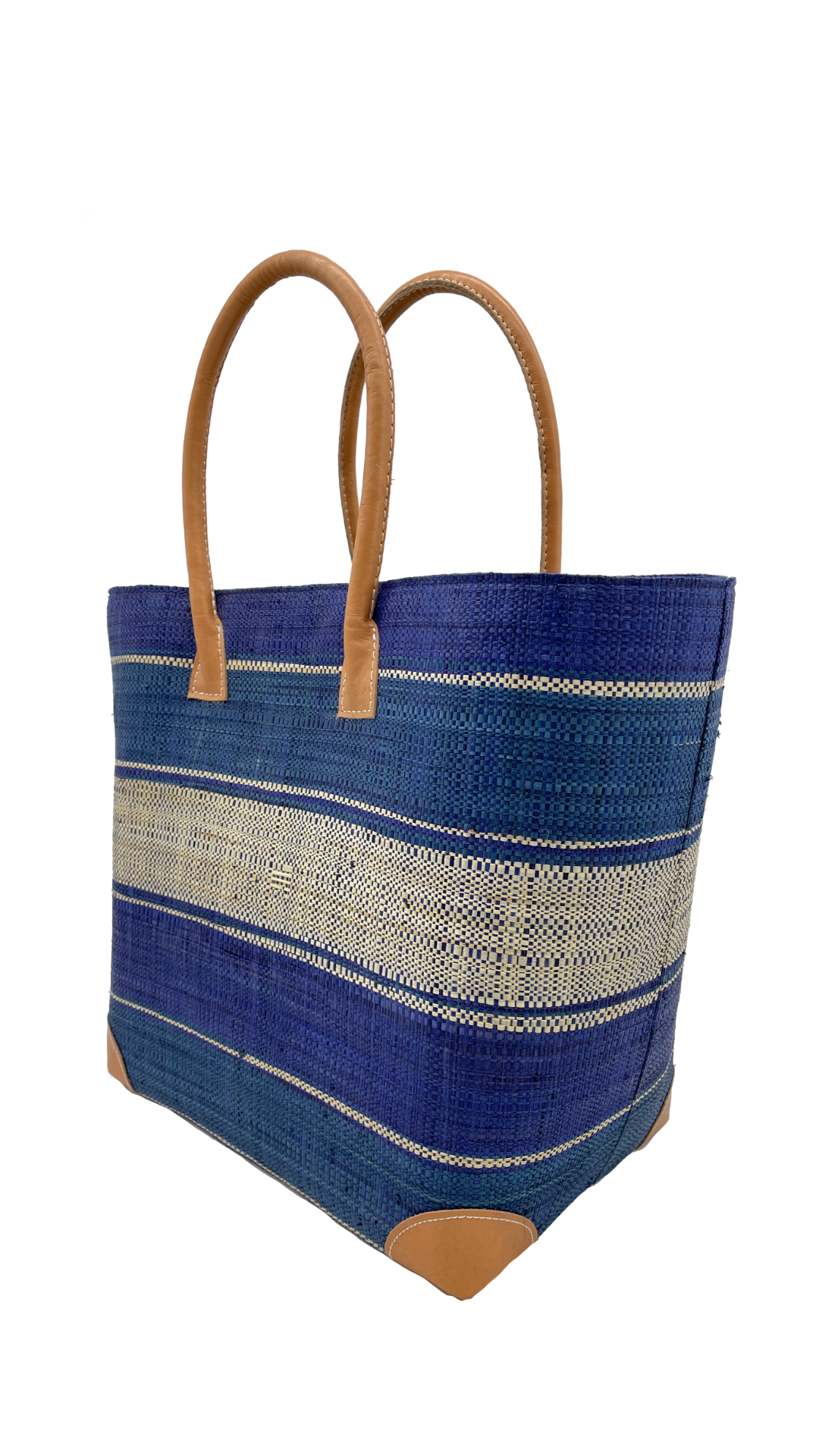 Shebobo - Rayo Stripes Straw Basket Bag - Blue Stripes