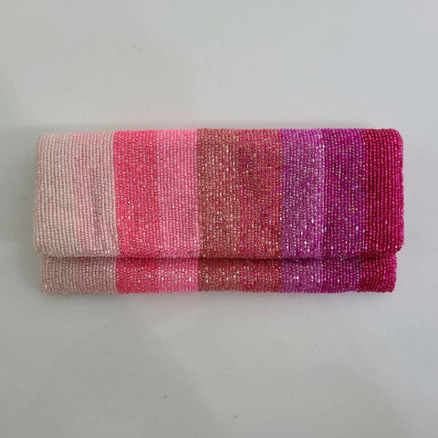 Tiana Designs - Pink Ombre Stripes Foldover Clutch