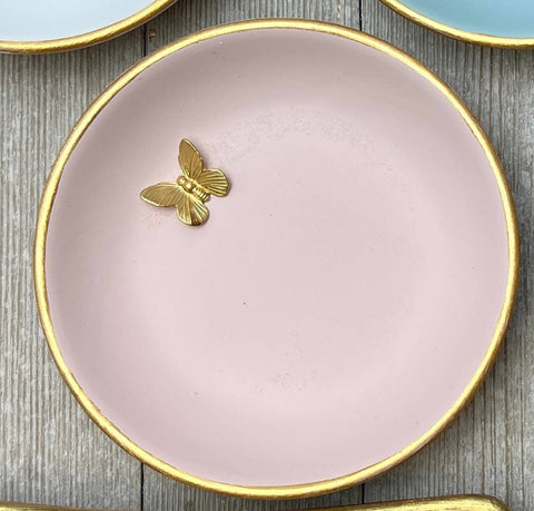 Butterfly Round Trinket Dish - Pink