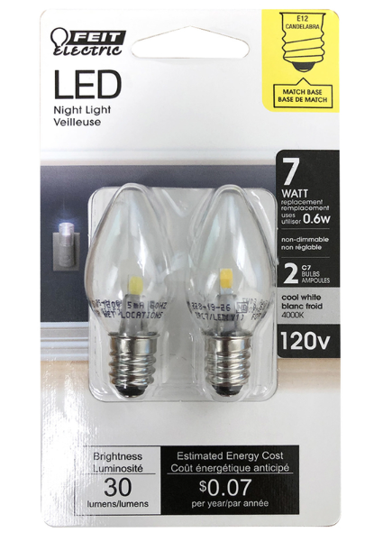 LED Bulb Feit Electric C7 E12 (Candelabra) White