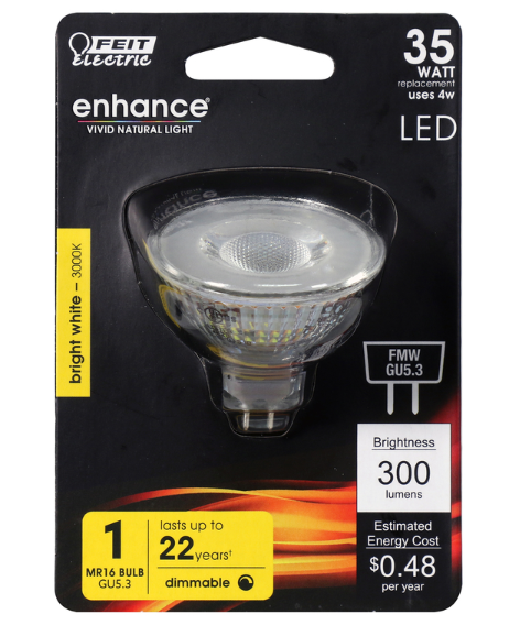 LED Bulb FEIT Electric Enhance MR16 GU5.3 Bright White 35W