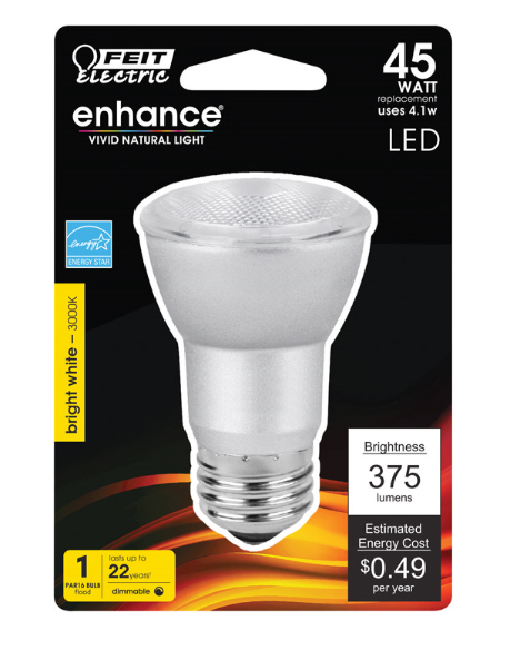 LED Bulb FEIT Electric Enhance PAR16 E26 (Medium) Bright White 45W