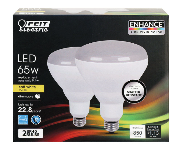 LED Bulb FEIT Electric Enhance BR40 E26 (Medium) Soft White 65W