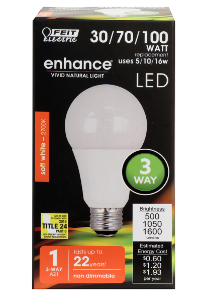 LED Bulb FEIT Electric A21 E26 (Medium) Soft White 30/70/100 Watt
