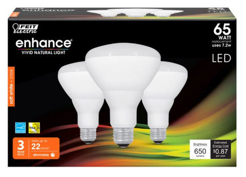FEIT Electric Enhance BR30 E26 (Medium) LED Bulb Soft White 65 Watt Equivalence 3 pk