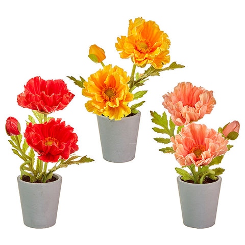 Real Touch Potted Poppies - Assorted