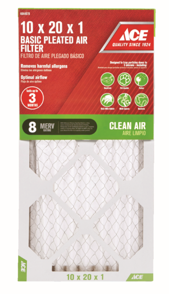Ace 10X20X1 Pleated 8 MERV Pleated Microparticle Air Filter