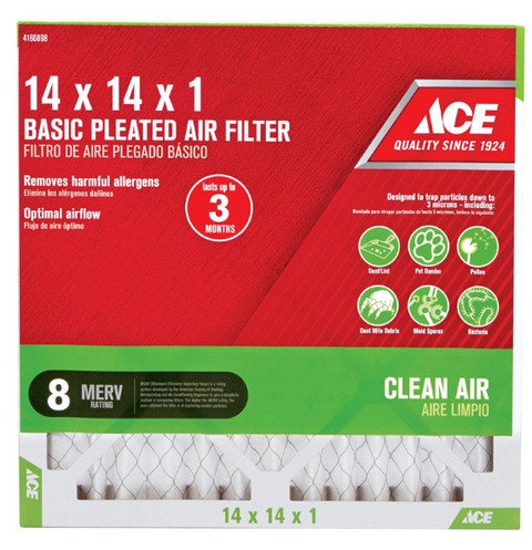 Ace 14X14X1 D Pleated 8 MERV Pleated Air Filter