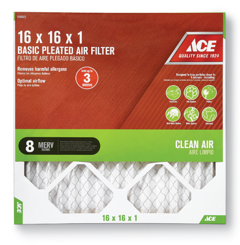 Ace 16X16X1 D Pleated 8 MERV Pleated Air Filter