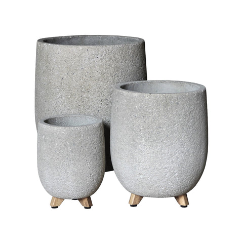 Rock Grey Rounded Cement Planter
