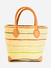 Shebobo - Augustine Large Straw Basket Bag - Bright Pinstripes
